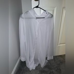 sheer white button up